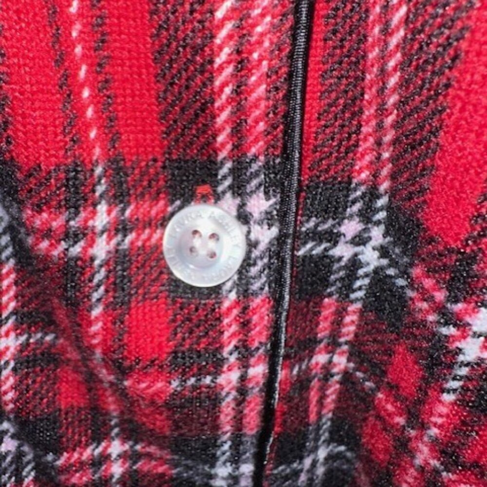 Laura Ashley Women's Large Nightshirt Red Plaid Flannel Long Sleeve Knee Length - Picture 4 of 5